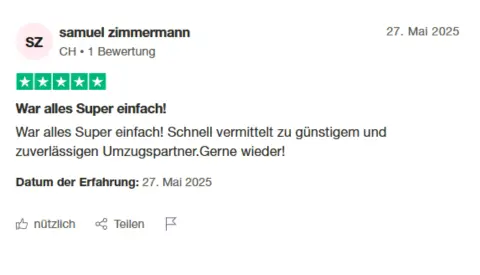 Kunde nach erfolgreichem Umzug im Kanton Zürich